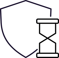 Hourglass with Shield Outline Icon for Graphic and Web Design, Apps, Adverts, Various Cards