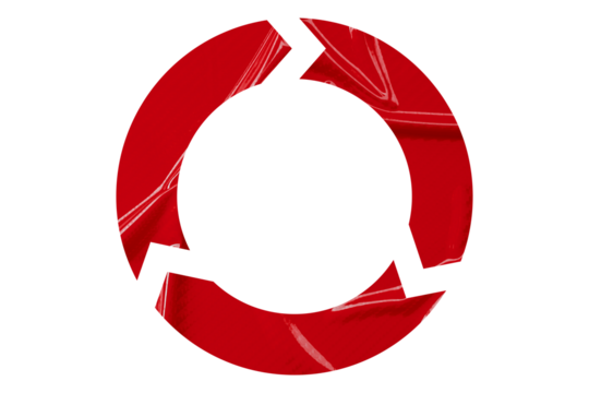Red recycle symbol paper isolated on transparent background
