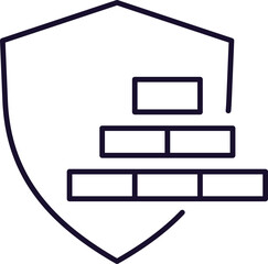 Brick Wall with Shield Minimalistic Thin Icon for Web and Graphic Design, Apps, Banners, Social Network and Cards