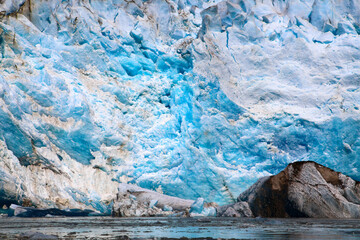 Alaska, close-up of glacier edge of the Sawyer Glacier in the Tracy Arm Fjord in the Boundary...