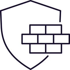 Brick Wall with Shield Minimalistic Linear Sign for Web and Graphic Design, Apps, Banners, Social Network and Cards
