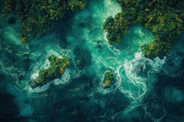 Obraz premium Lush tropical islands in a turquoise sea.