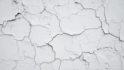 Obraz premium A weathered wall with cracked, peeling white paint reveals irregular textures and exposed surface beneath—evoking decay, timeless grit, and a quiet testament to endurance and imperfection.