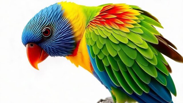 A vibrant rainbow lorikeet parrot displays its stunningly colorful plumage