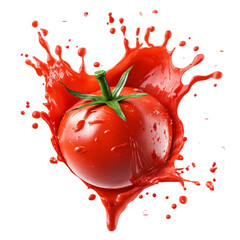 Juicy Red Tomato Splashing Vibrant Red Delightful Burst