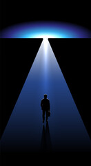 The road leads to success in business. Vector illustration. Sketch for creativity.