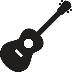 Acoustic guitar black silhouette. Music instrument icon. Vector illustration.