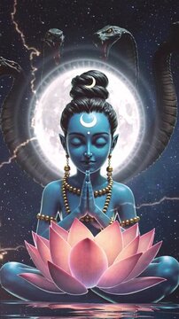 Bhakt Prahlaad in Deep Meditation Surrounded by Serpent Energy