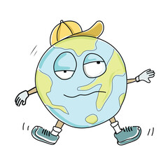 Obraz premium Earth cartoon character funny illustration.eps