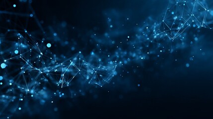 Futuristic blue bokeh background banner with dark contrast and glowing abstract light texture for modern business data technology design