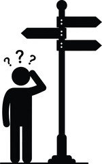 Fototapeta premium Navigating Life's Uncertainties A Crossroads of Choice and Direction with Question Marks, symbolising the decision-making process.