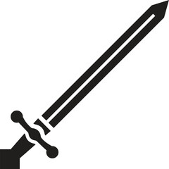 Swords in flat style and silhouettes isolated on white background. Icon set of ancient swords. Vector illustration.