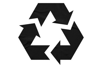Black recycle symbol paper isolated on transparent background