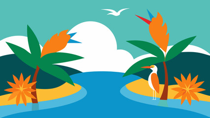 tropical island with palm trees