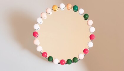 Obraz premium Colorful beads around a mirror, abstract design and decorative element