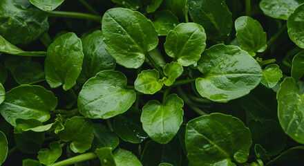 Close-up view of vibrant green leaves