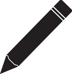 Pencil Silhouette in Black | Simple Writing Tool Illustration Vector Format