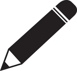 Pencil Silhouette in Black | Simple Writing Tool Illustration Vector Format