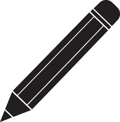 Pencil Silhouette in Black | Simple Writing Tool Illustration Vector Format