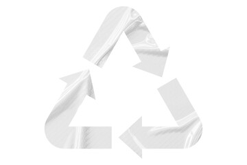 White recycle symbol paper isolated on transparent background