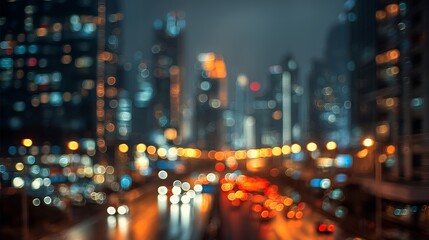 Obraz premium Colorful blurred city lights at night creating abstract bokeh background of urban Tokyo, Japan skyline