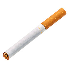 Single unlit cigarette with tobacco and filter tip isolated on transparent background