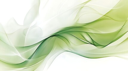 Abstract flowing shapes of pale green and white