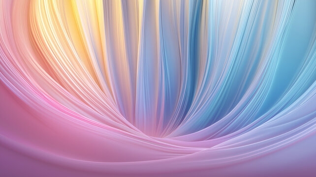Colorful abstract background with flowing lines in pink, blue, and yellow hues creating dynamic and vibrant visual effect. smooth gradient and soft curves evoke sense of movement and energy