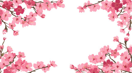Fototapeta premium Pink Cherry Blossom Frame on Transparent Background, PNG