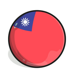 Icon Cartoon style Taiwanese flag depicted as a round orb with a glossy highlight and a soft, subtle shadow beneath it.