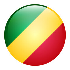 Flag of Congo. Congo flag. Button flag icon. Standard color. Circle icon flag. 3d illustration. Computer digital vector illustration.