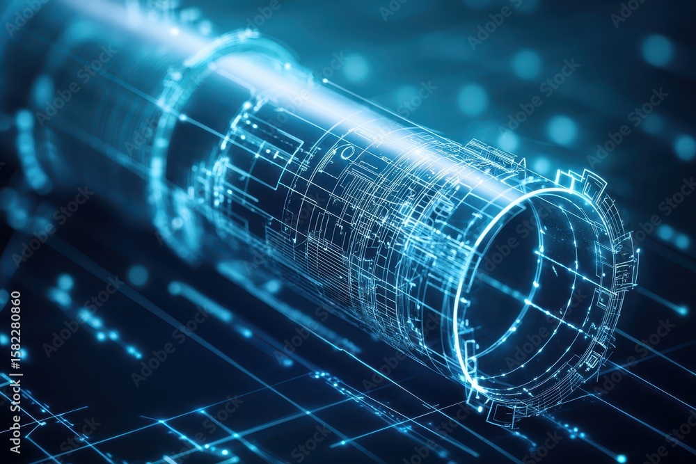 Aufkleber engineer drawing construction concept. futuristic digital design featuring a cylindrical object with