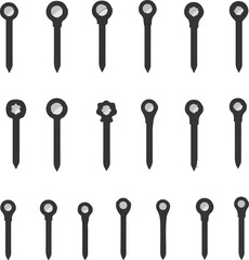 Vector illustration of assorted decorative pins with variations and transparent design