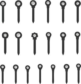 Vector illustration of assorted decorative pins with variations and transparent design