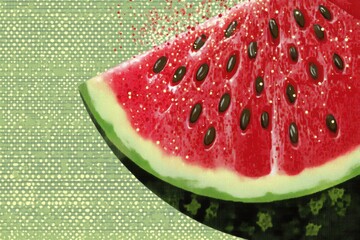 Vibrant minimalistic watermelon slice on textured background for summer design