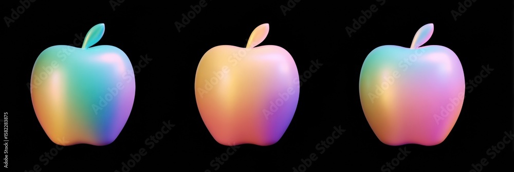 Fototapete Rotating 3D Apple Icon With Soft Gradients Creating a Minimal Layout and Open Space Above