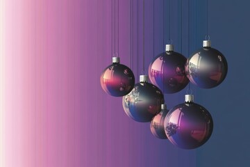 Minimalistic holiday ornament design with shiny baubles for christmas decor