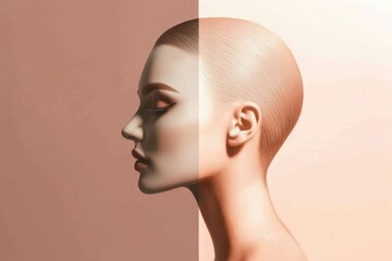 Minimalistic portrait with split toning effect for modern art design