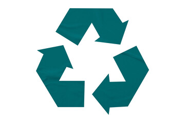 Green recycle symbol paper isolated on transparent background