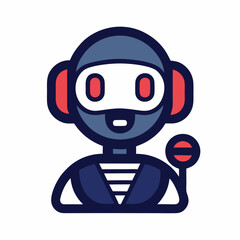 Cute cartoon robot character wearing a ninja mask and holding a ball
