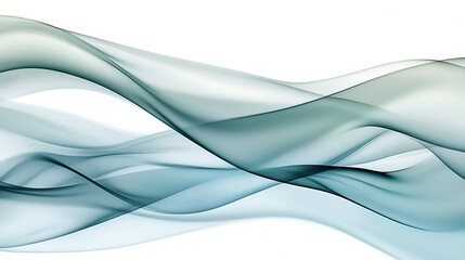Abstract flowing teal and grey lines on white background
