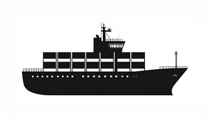 Obraz premium Cargo Ship Silhouette, Minimal Vector
