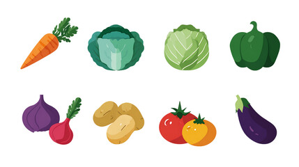 Pixel Art Vegetable Assortment on Transparent Background, PNG