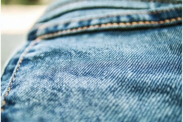 Minimalistic denim fabric texture close-up for fashion design and textile patterns