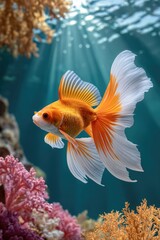 cockatoo fish swimming through clear tropical waters