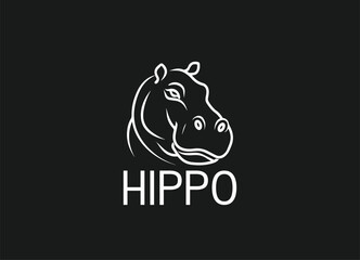 Profile Line Art Hippo Head Logo