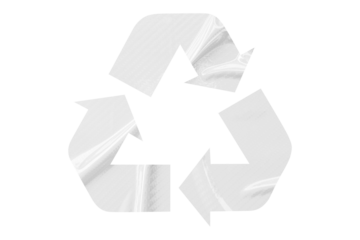 White recycle symbol paper isolated on transparent background