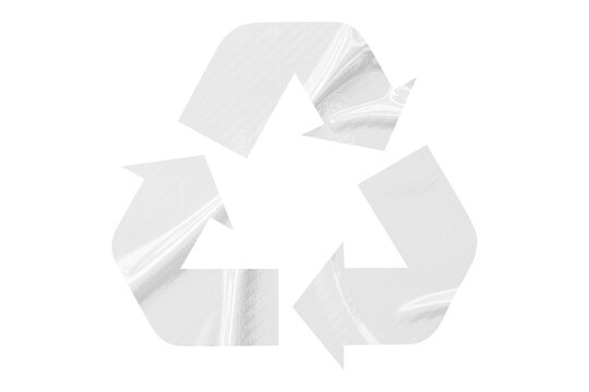 White recycle symbol paper isolated on transparent background