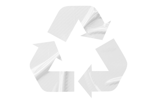 White recycle symbol paper isolated on transparent background