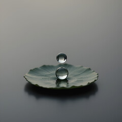 Lotus Leaf with Water Pool in Center &ndash; Macro 3D Botanical Scene